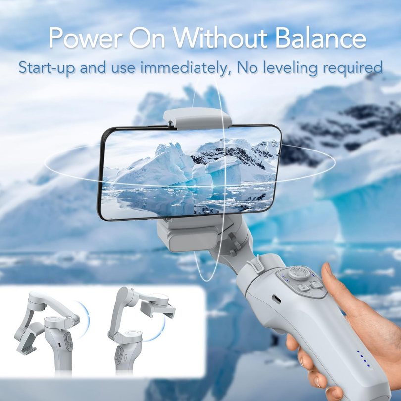 Different rotation angles and three axis stabilization motors of the smart handheld gimbal