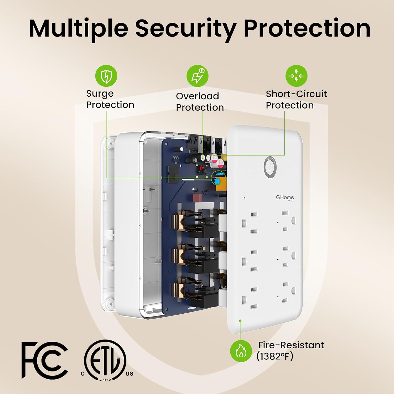 Programmable smart power strip with high-quality protective original packaging, ready for fast local shipping