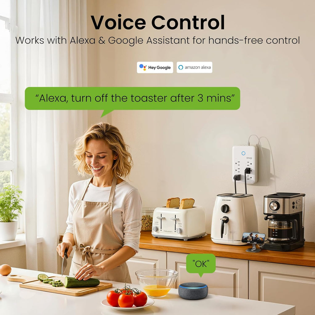 A modern automated home where household appliances turn on via Alexa smart voice commands.