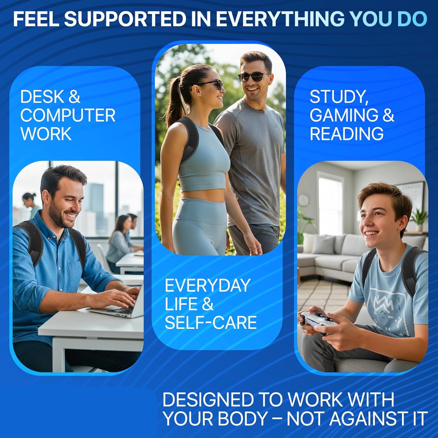 Ergonomic posture corrector brace for back pain relief