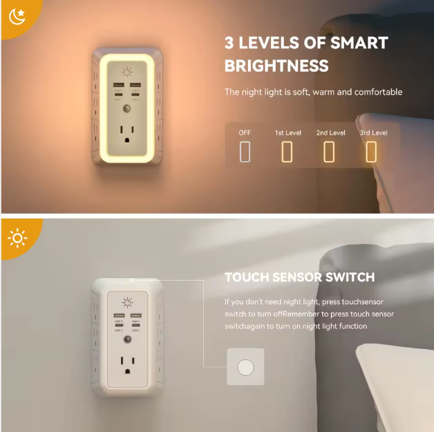Elegant bedroom ambiance showcasing the warm guiding perimeter nightlight eliminating cable clutter beautifully.