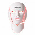 LUNA&SKIN LED Light Therapy Mask for face and neck, white ergonomic device with red light treatment activated. vailable in Santieshop-Bonaire.