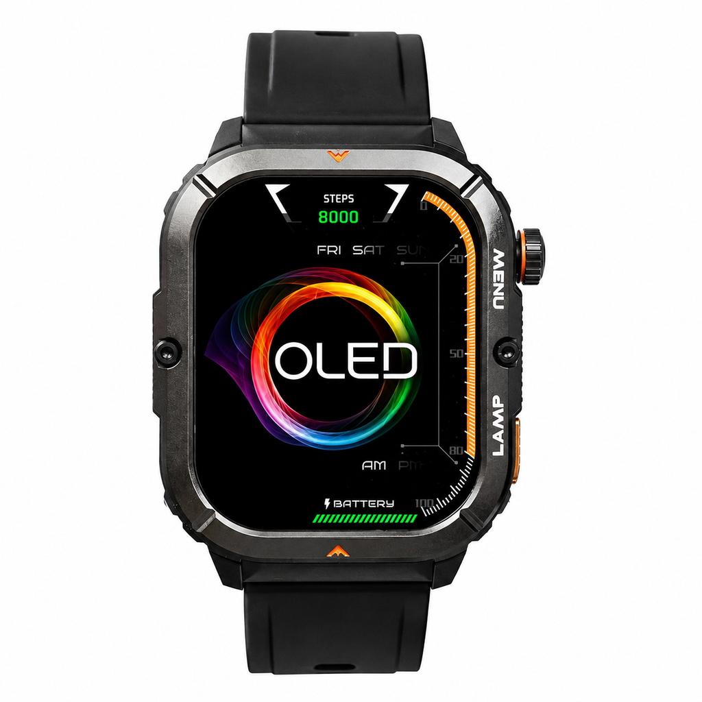 AGM Legion 3 Black rugged smartwatch with a circular AMOLED display and side buttons in Santieshop-Bonaire