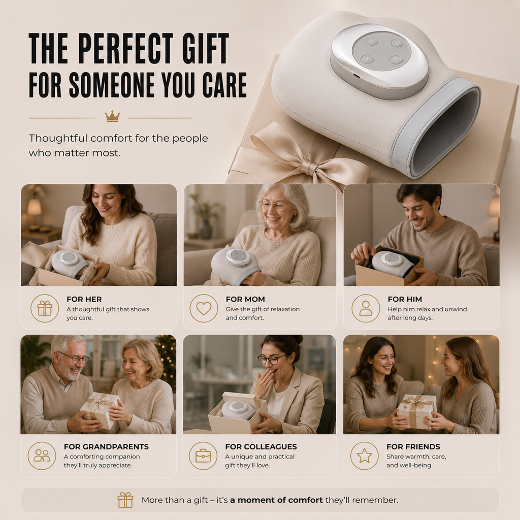 Premium packaging for the smart hand massager, ready for a great gift for your loved ones, ready for fast and secure delivery throughout Bonaire - SANTI ESHOP