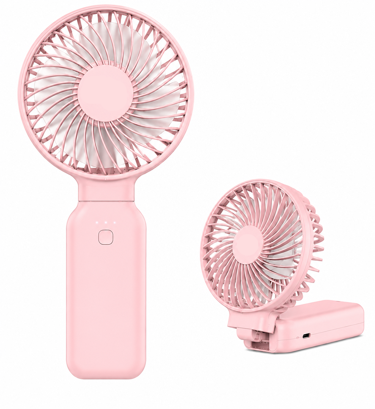 Soft pink 3-in-1 portable handheld fan with power bank feature-SANTISHOP