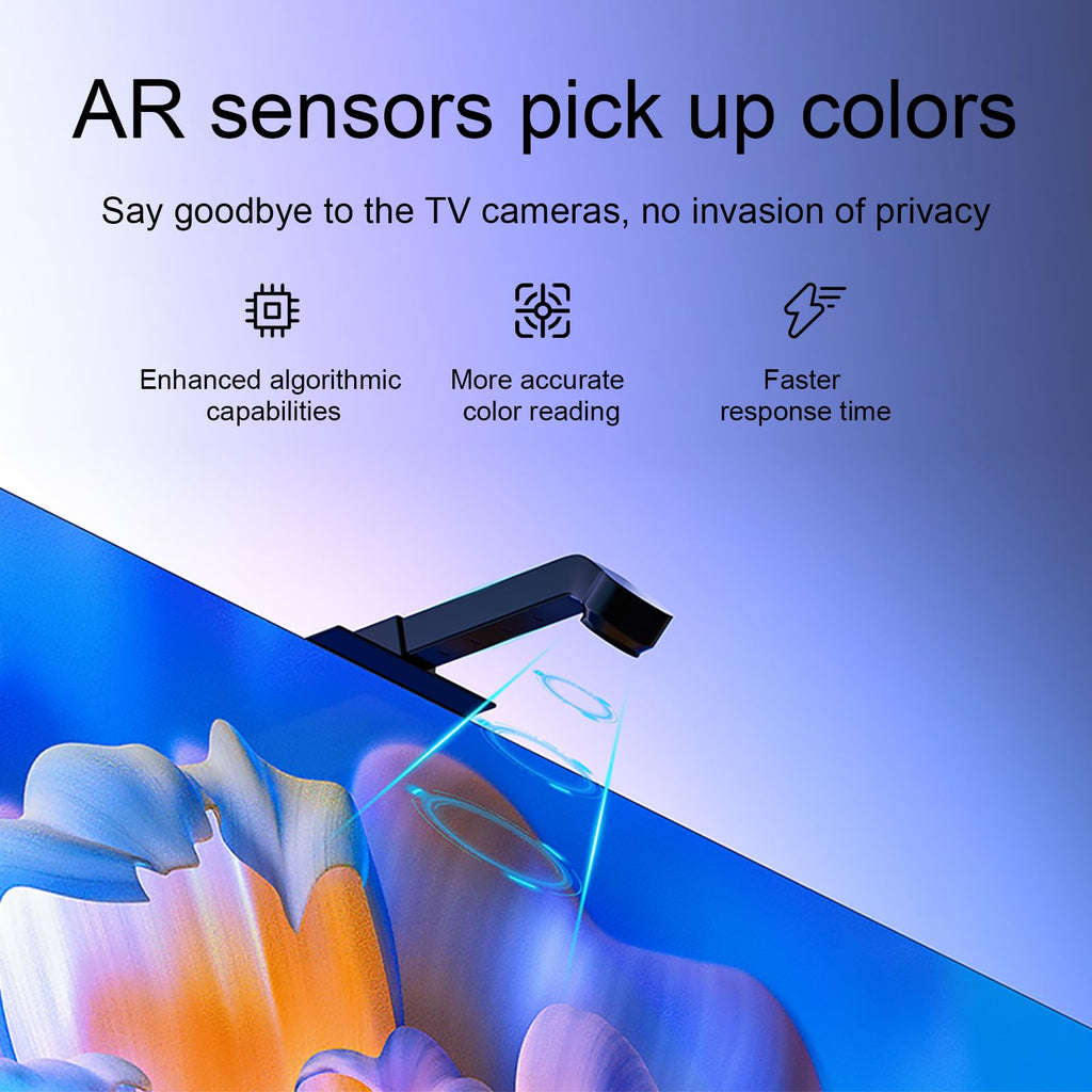 Smart tracking camera installed on top of the TV for real time screen color synchronization