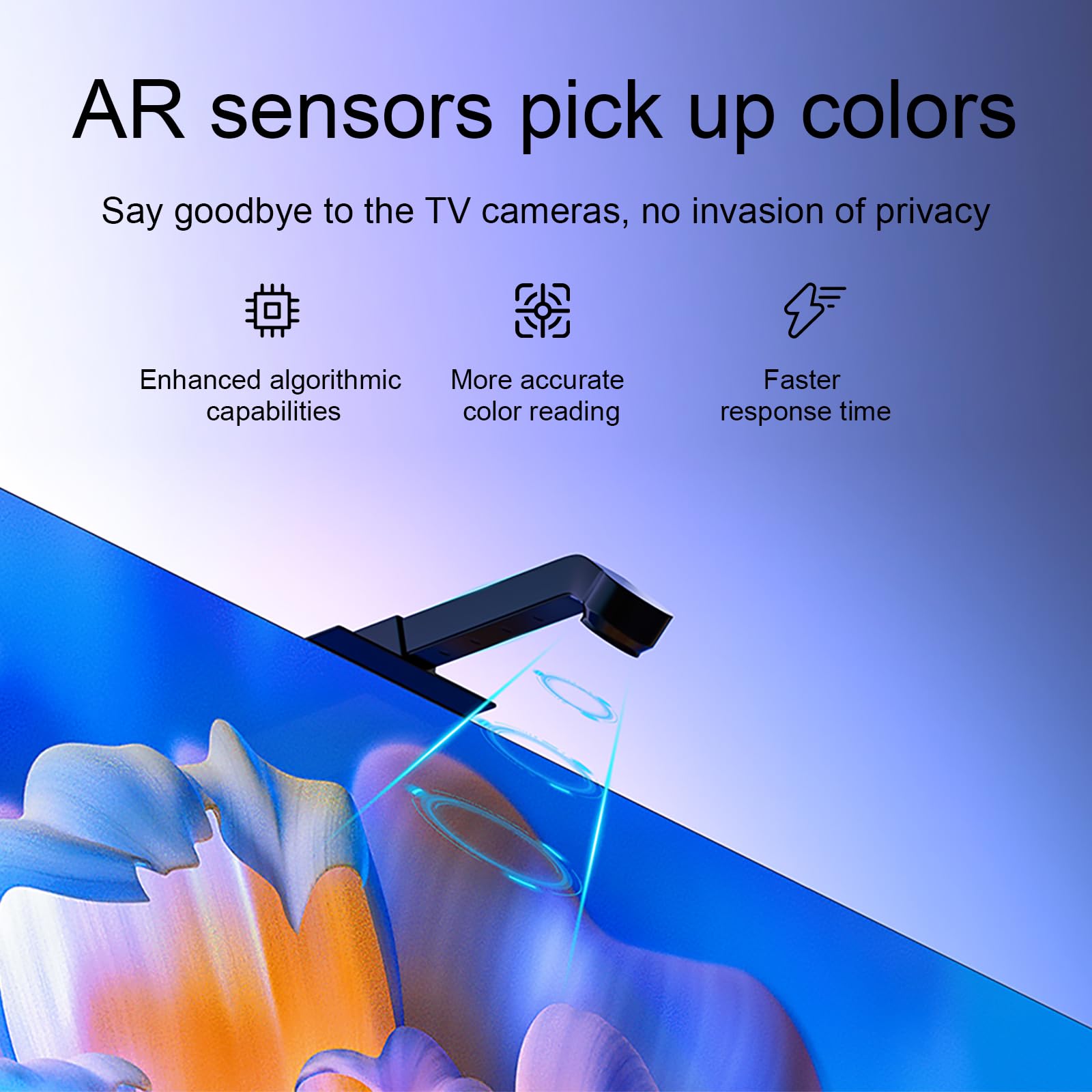 Smart tracking camera installed on top of the TV for real time screen color synchronization