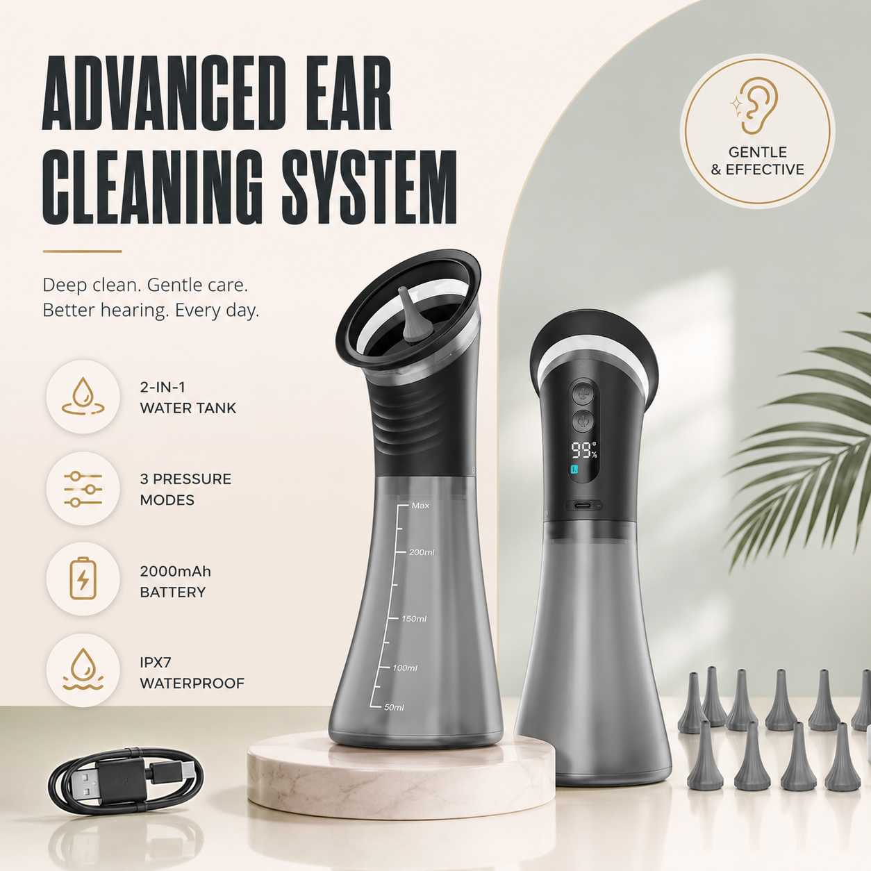 Powered ear wax remover